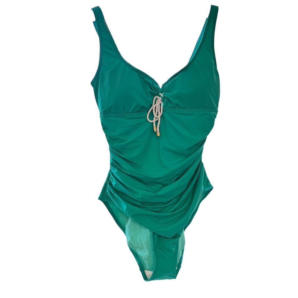 New LAUREN Ralph Lauren One piece Swimsuit Size 8 Mint Green Tie Up
